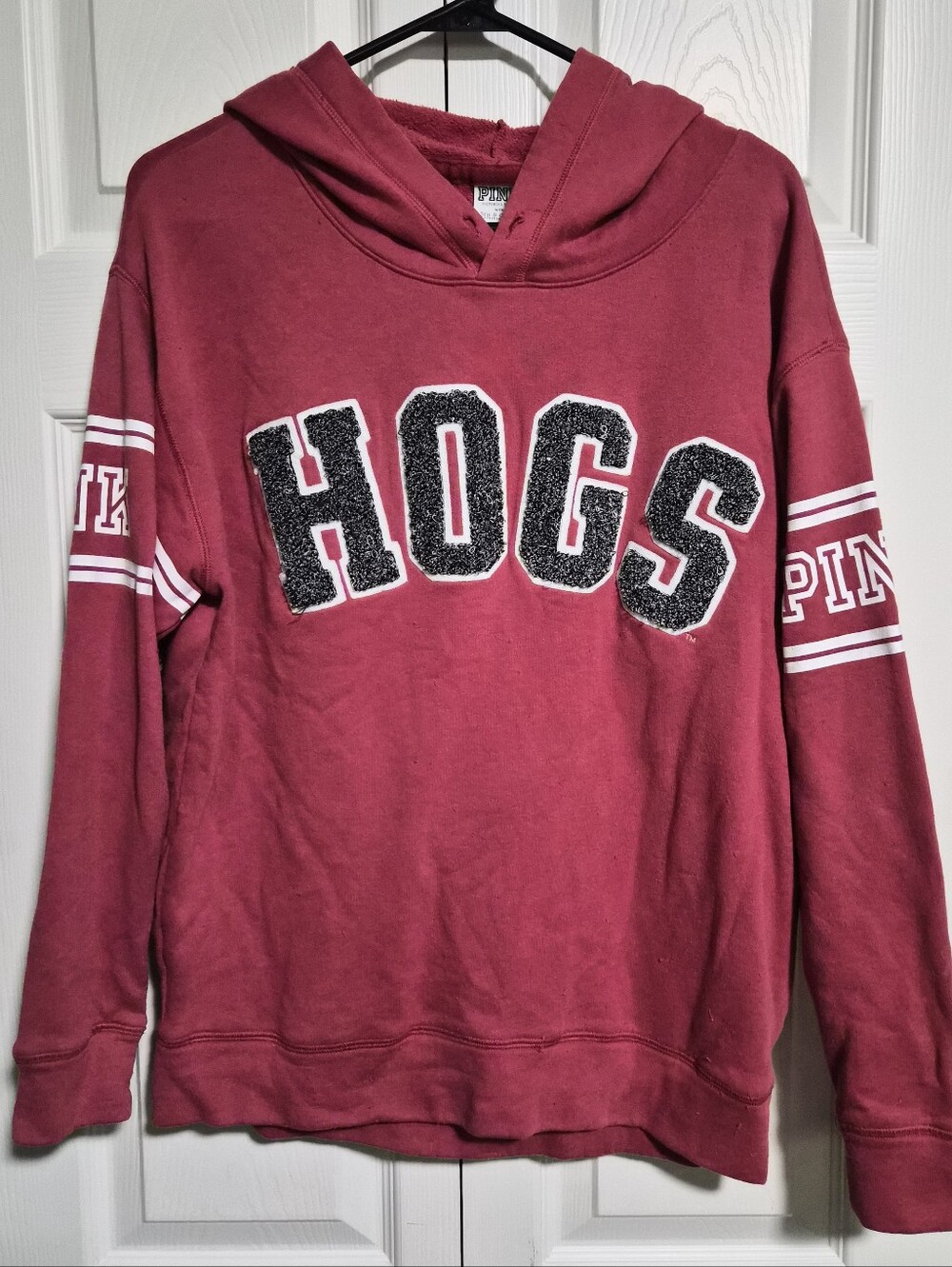 Women's Victoria's Secret PINK Arkansas Razorbacks "HOGS" Graphic Hoodie Sz. S